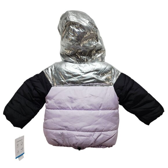 Carters 12M Baby Girls Metallic Silver Lavender Snowsuit Set With Hooded Jacket - Picture 2 of 8